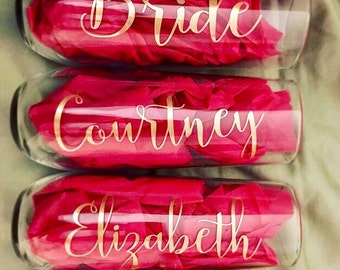 Personalized Champagne Flutes ~ Personalized Champagne Glasses ~ Stemless Personalized Wine Glasses ~ Bachelorette Stemless Custom Flutes