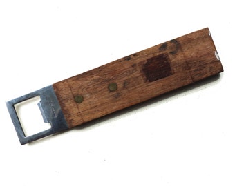 Bottle opener Danish Design teak, industrial scandinavian vintage bottle opener brown wood, 70s , Made in Danmark