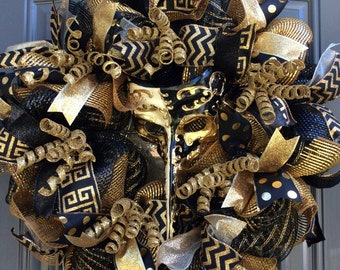 New Year Wreath-New Year's Eve Wreath- Celebtation Deco Mesh Wreath-New Year's Eve Mesh Wreath-New Year's Mesh Wreath