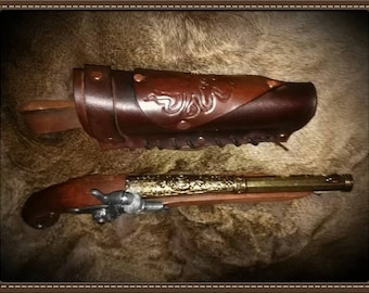 Leather holster for Flint lock cap gun or Colt Navy .45