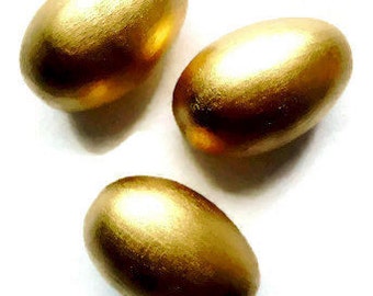 Golden Easter Eggs/ Easter 3 Wooden Eggs/ Waldorf Easter Eggs in Bag