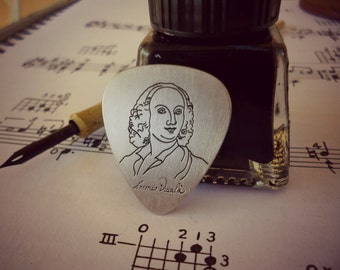 Antonio Vivaldi Silver pick, Classical Music, Gift for Violin Player, Music Present, Plettro Personalizzato, Luxury Gift, Music Jewelry