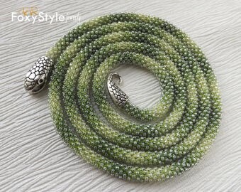 layering necklace birthday gift green jewelry gift idea beaded jewelry women gift crochet jewelry bib jewelry yoga jewelry delicate necklace