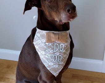 Burlap Dog Bandana - Wedding Dog - Dog of honor - Big Brother Dog Bandana-Big Sister Dog Bandana -Birth Announcement-Engagement Announcement