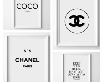 4 for the price of 2! Chanel print set - chanel print - typography print - coco chanel - cc - fashion print