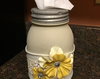 Mason Jar Tissue Holder, Kleenex Holder, Cubs Tissue Holder