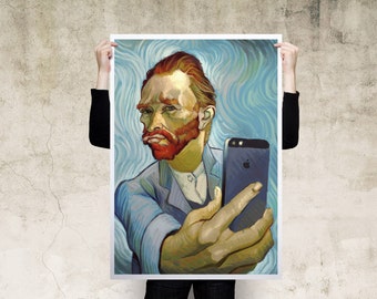 Van Gogh iPhone Selfie Art Print Poster
