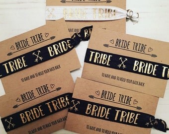 Bride Tribe hair ties / hair elastics / yoga bands / bracelets / hen party favour black or white