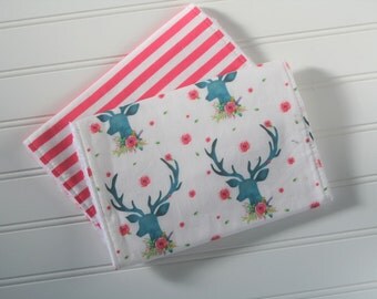 Deer Burp Cloths | Floral Deer Burp Cloths | Baby Burp Cloths | Burp Rags | Baby Gifts