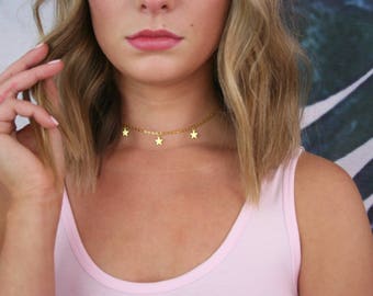 Gold Star Necklace, Charm Necklace, Gold Star, Gold Chain Necklace, Dainty Gold Necklace, Gold Star Choker