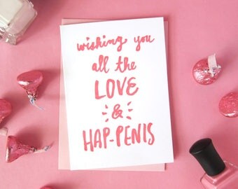 NSFW - All the Love & Hap-penis - Bachelorette Engagement Letterpressed Greeting Card