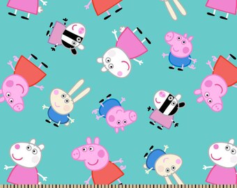 IN STOCK - Cartoon Fabric, Peppa Pig Fabric: Nick Jr. Peppa Pig and friends 100% cotton Fabric by the Yard 36"x43" (SC378)