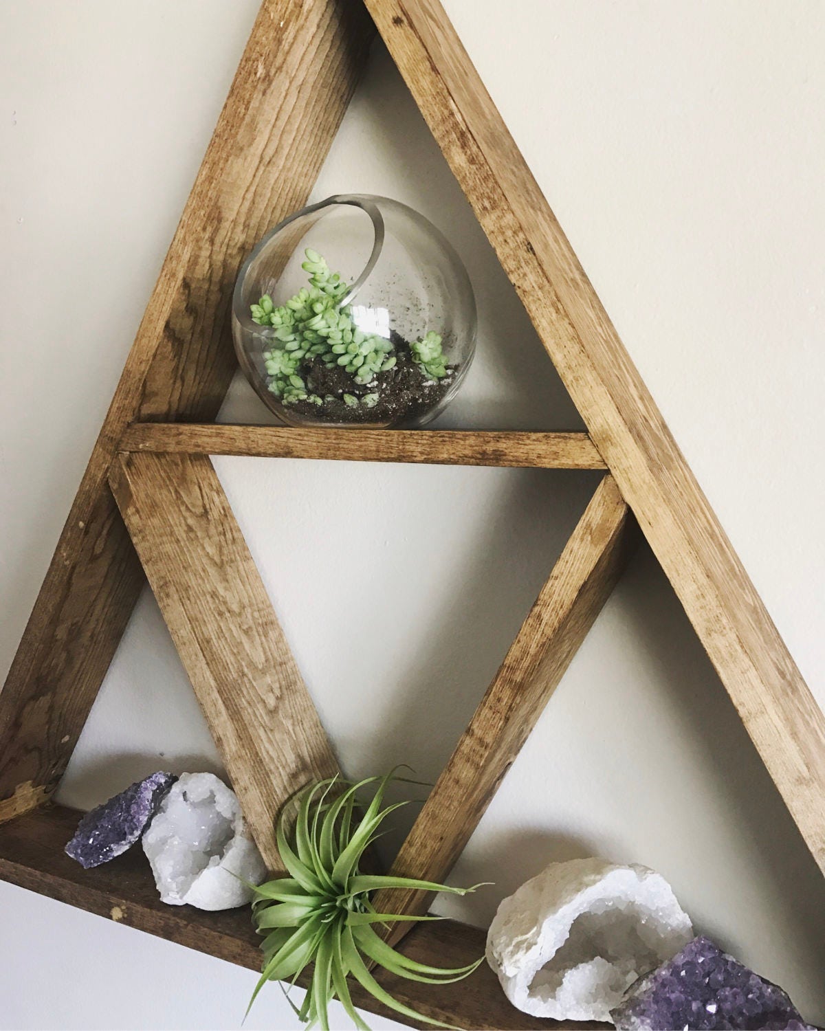 Large Triangle Wall Shelf Triple Triangle Shelf Wood Wall