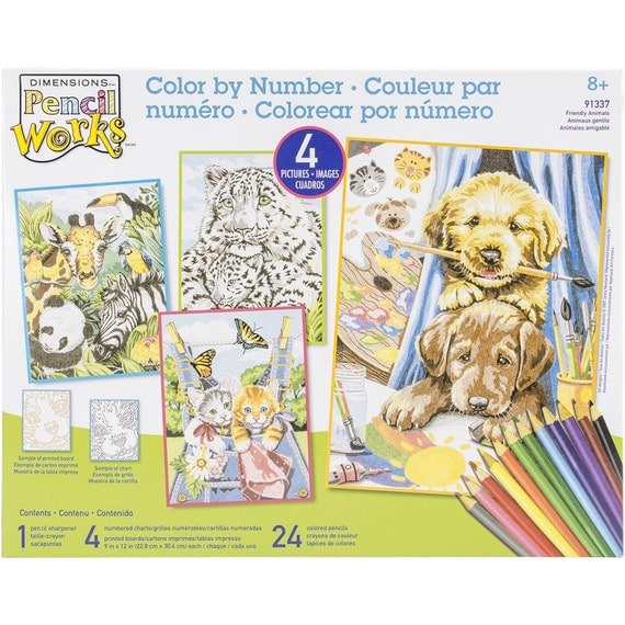 Items similar to Pencil Color By Number Kit 9"X12" 4/PkgFriendly