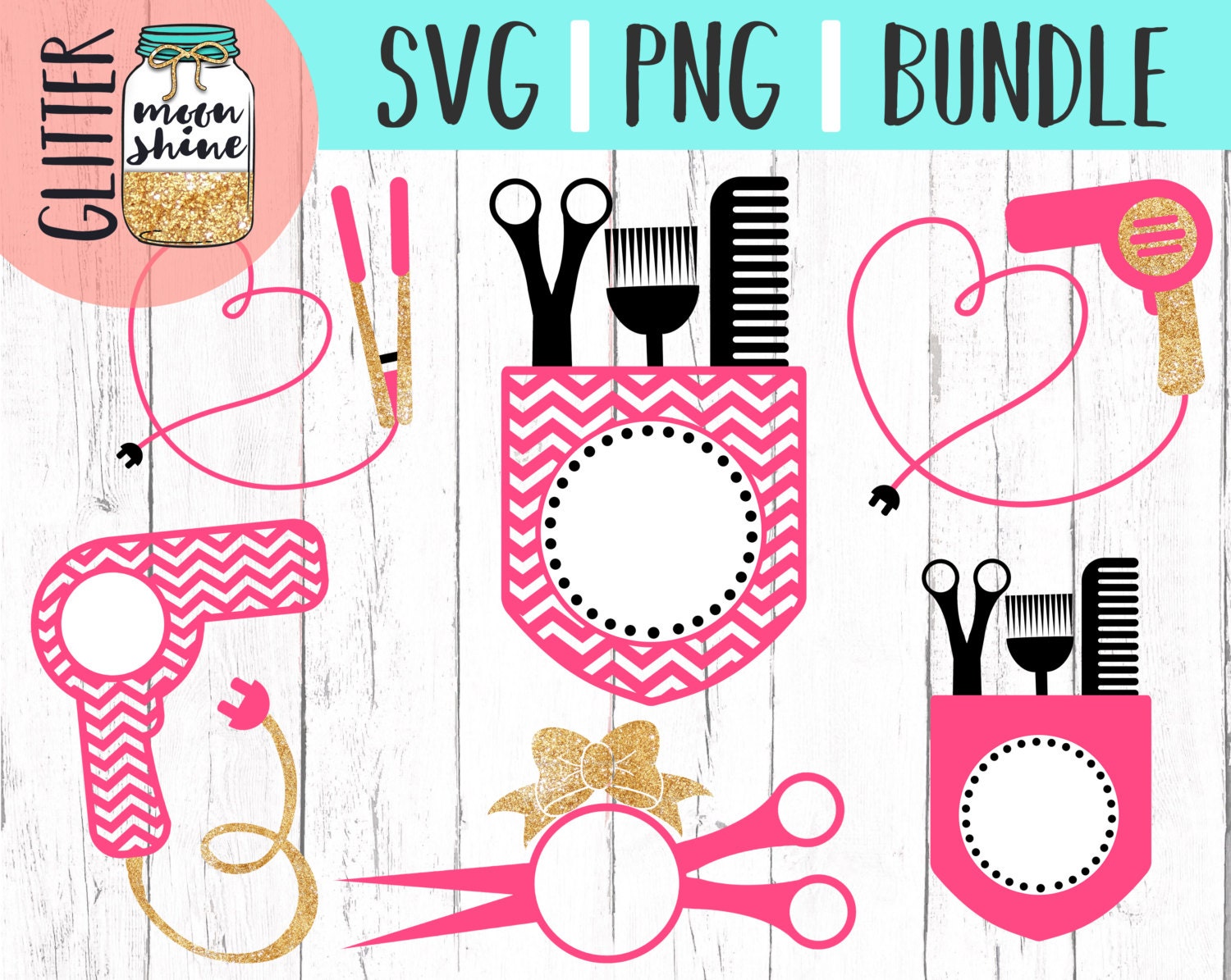 Download Hair Stylist Monogram Frame Bundle svg and png cutting files