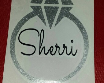 3" Engagement ring with monogram, Yeti Decal, Pattern Monogram Decal, Pattern Car Decal, Ozark Decal, Rtic Decal, Vine monogram, Mrs. decal