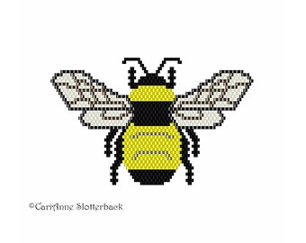 Bumble Bee Beading Pattern - brick/peyote stitch pattern, unique nature inspired jewelry pattern, beaded bee pattern, beaded insect pattern
