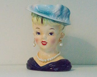 Vintage Lady Head Vase B/R Japan