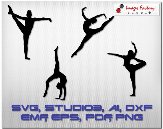 Download 4 Gymnastic girl silhouettes svg cuttable Cricut Design