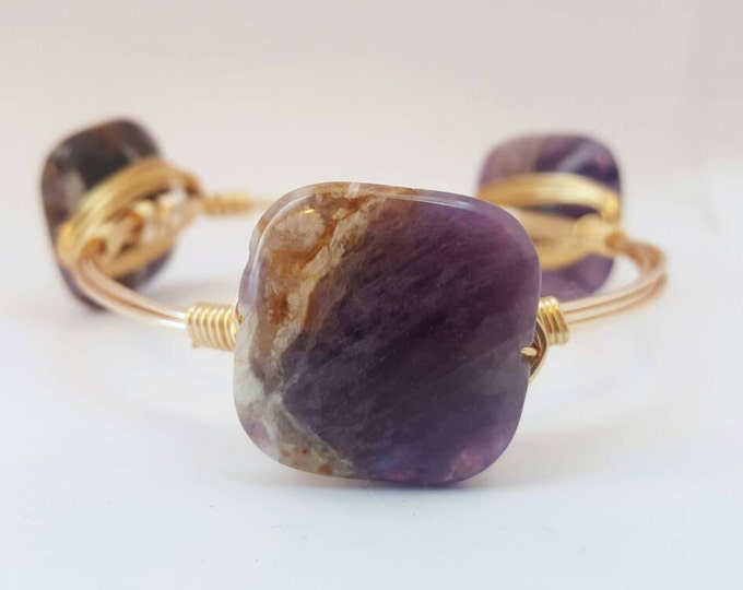 Natural Amethyst wire bangle, Bracelet, Bourbon and Boweties Inspired