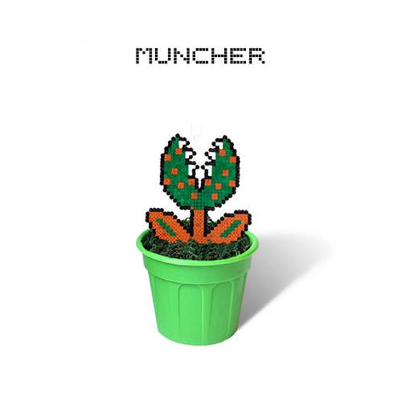 Piranha Plant Muncher Super Mario in Pot Pixel Art Beads Hama