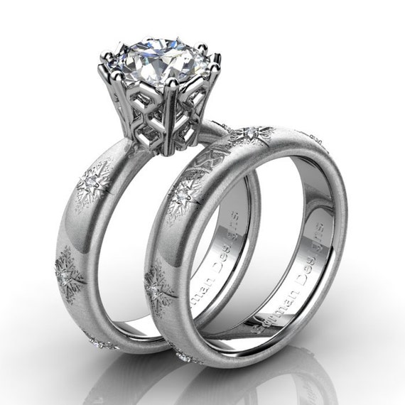 Italian 14K White Gold Rigato 2.2 Ct White Sapphire