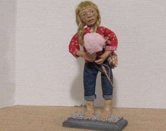 OOAK Art Doll. Polymer Clay Doll, "Penny" At the Fair, Handmade Doll by Sherry Harrison **Free Shipping