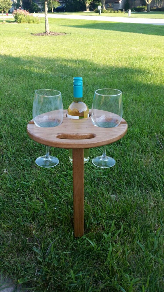 Oak folding wine table