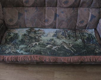 vintage wall rug soviet vintage wall tapestry hanging USSR tapestry wall carpet wall hanging antique gobelin rare rustic decor Deer hunting