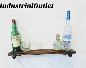 Rustic Industrial Shelf, Steel Pipe Shelf, Industrial Pipe Shelf