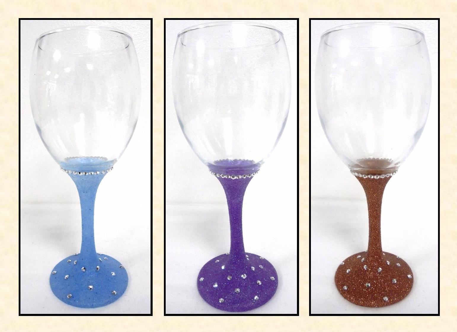 Glitter Stem Wine glasses with Bling