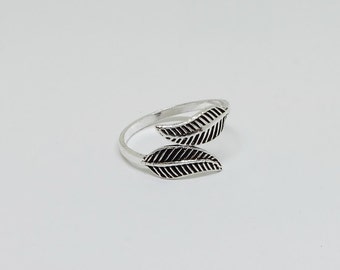 Leaf Oxidized Sterling Silver Toe Ring, Boho Ring, Tribal Ring, Adjustable Ring, Sterling Silver Jewelry