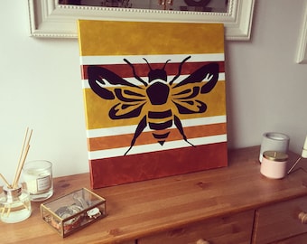 Metallic bee painting | Acrylic on canvas | 20x20 inches