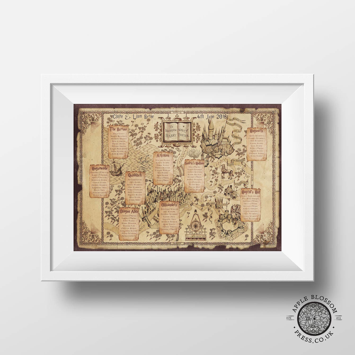 Harry Potter Table Plan Seating Chart Personalised Printable