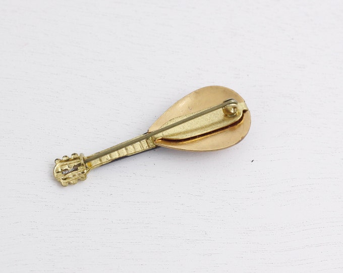 Vintage Luit brooch, guitar brooch, musical instrument pin, gift idea for music lovers, vintage Japanese costume jewelry