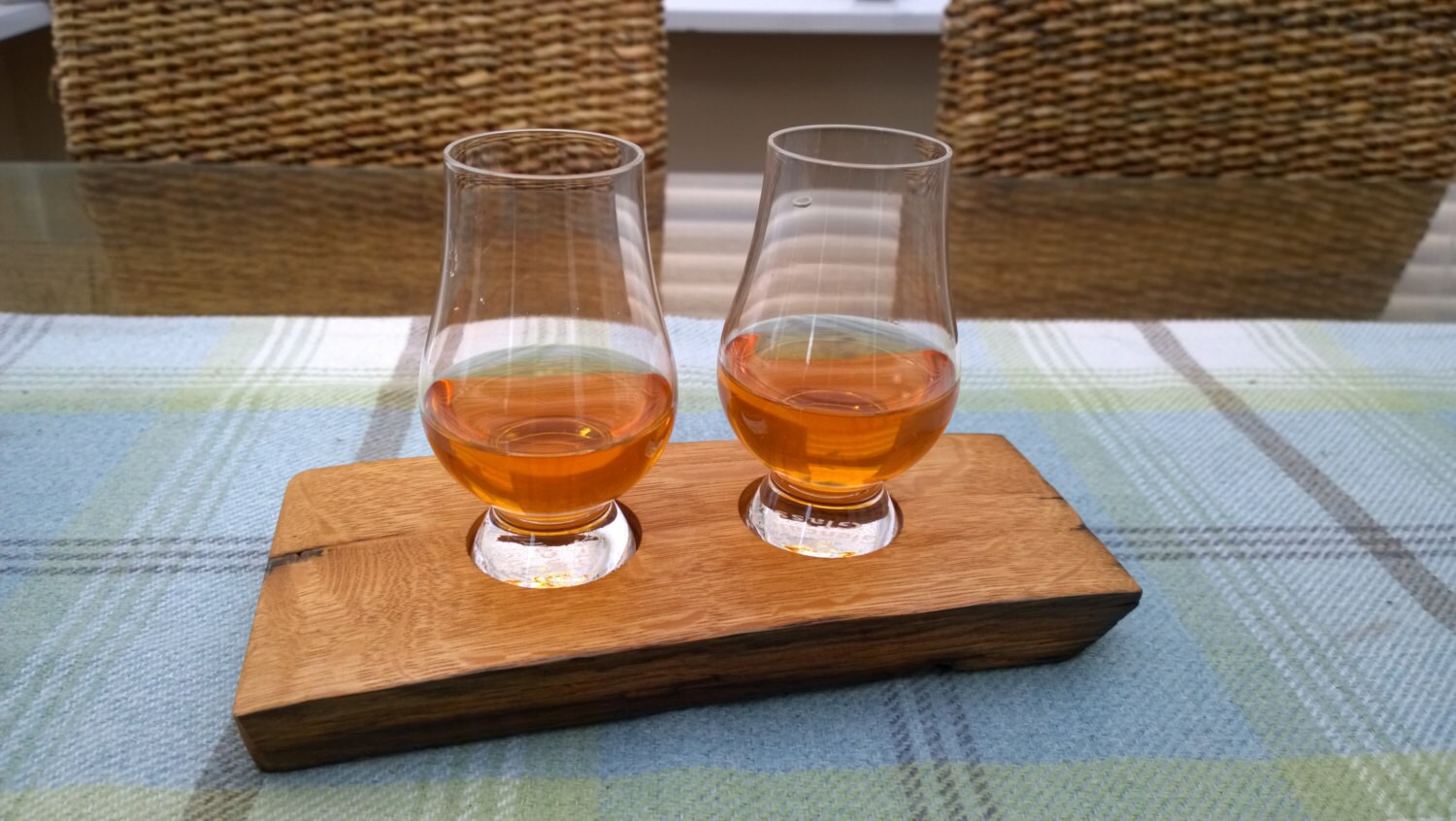 Whisky flight with Glencairn nosing glasses.