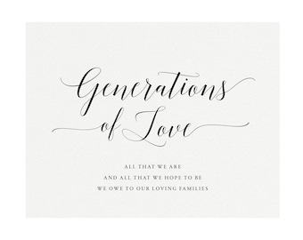 Adel: Printable Generations of Love Sign, Calligraphy Wedding Sign, Printable Wedding Sign, Reception Sign, PDF Instant Download