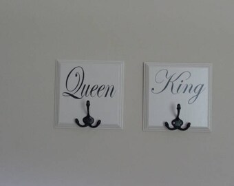 King and Queen Towel Hangers, Towel Hanger, Bathrobe Hanger, Towel Hook, Bathrobe Hook, His Towel Hanger, Her Towel Hanger, His and Hers,