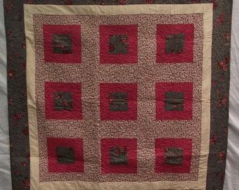 Handmade Quilt 120 cm x 120 cm made of 100% cotton fabrics