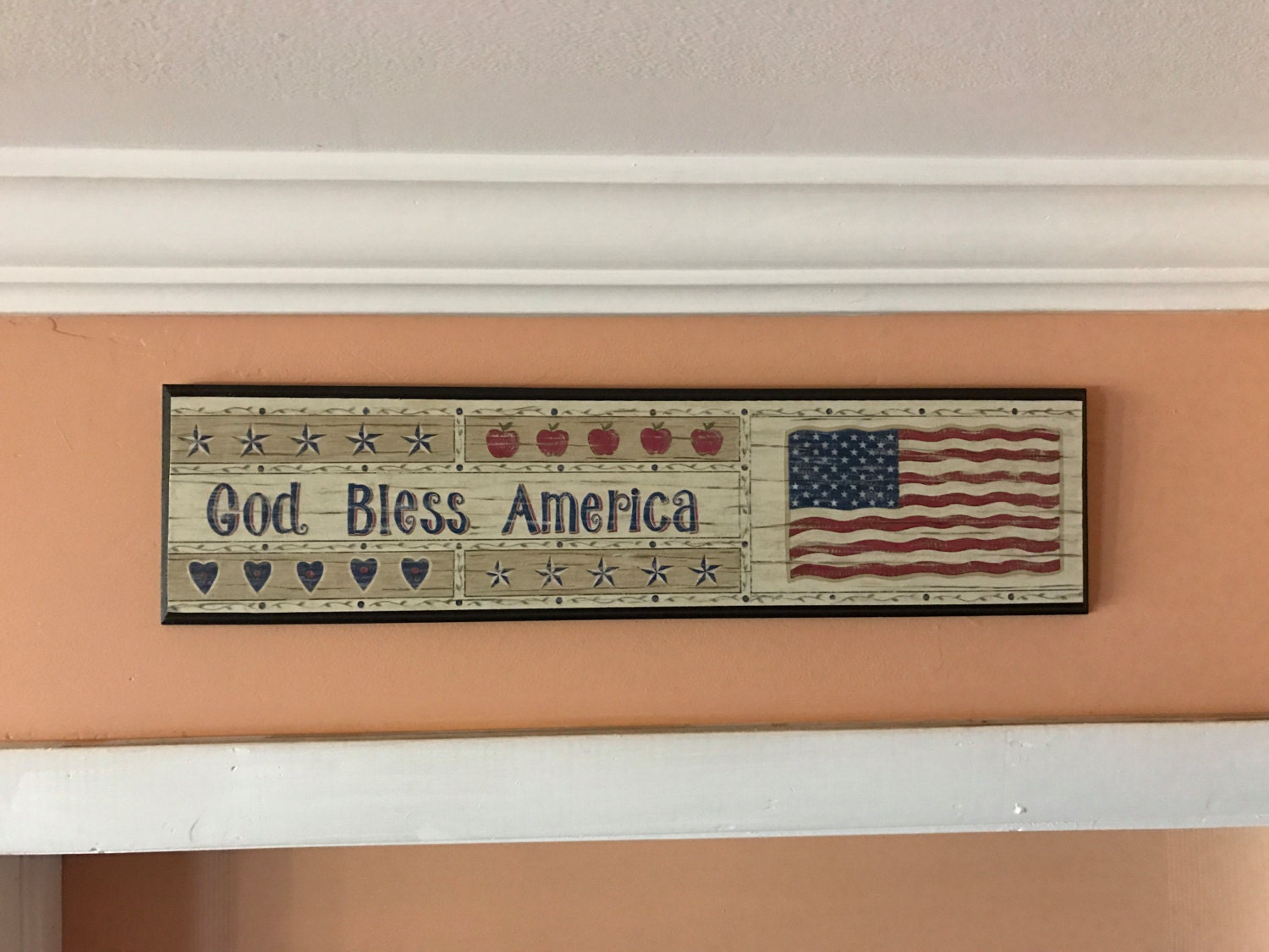 Patriotic Decor God Bless America Wall Plaque