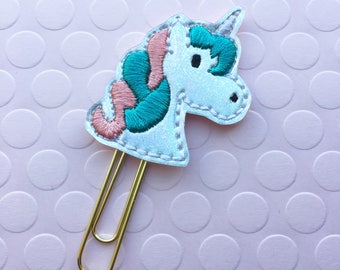 Planner Clip, Unicorn Planner Clip, Holographic Unicorn, Organizer Accessory, Notebook Accessory, Bookmark Feltie, Erin Condren