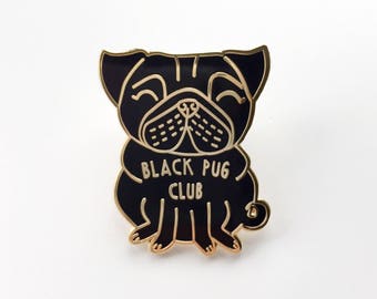 Black Pug Pin, Pug Gifts, Pug Brooch, Pug Badge, Enamel Lapel Pin, Pug Jewellery, Pug Jewelry, Cute Pug // Black Pug Club