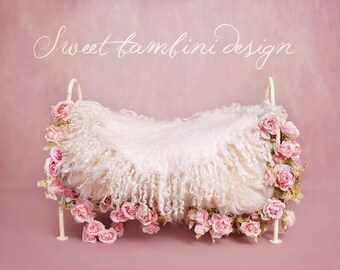 Newborn Photography Digital Backdrop Vintage Rose Bed Instant Download
