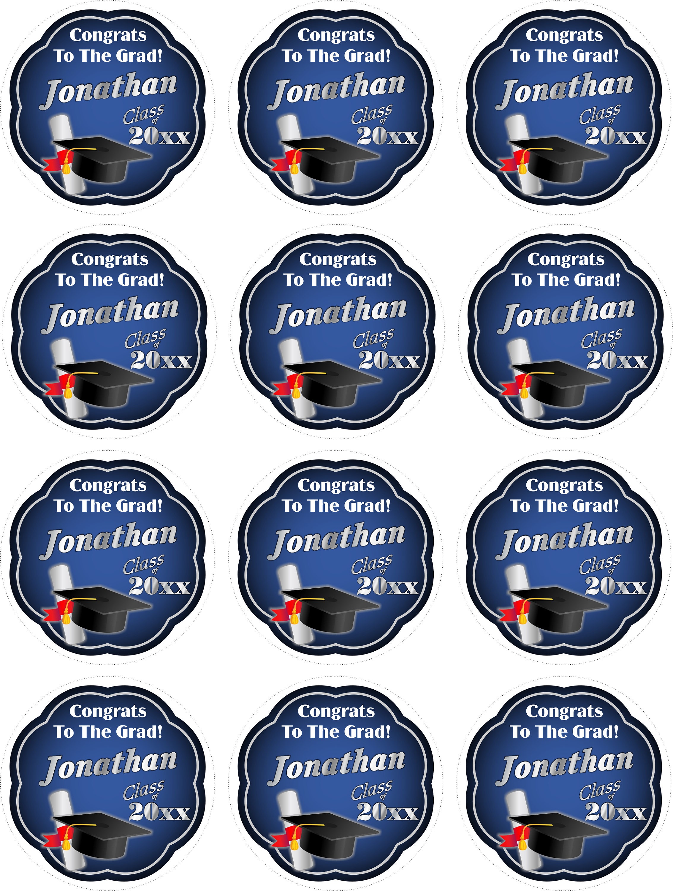 YOU PRINT Graduation Stickers Graduation Cupcake Toppers Graduation