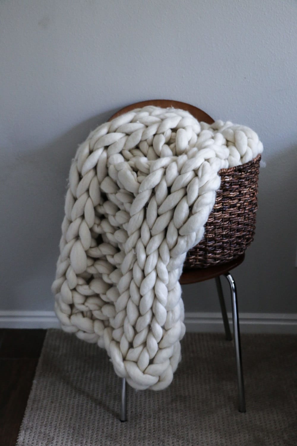 Merino Wool Thick Knit Blanket by SarahLouCo Etsy