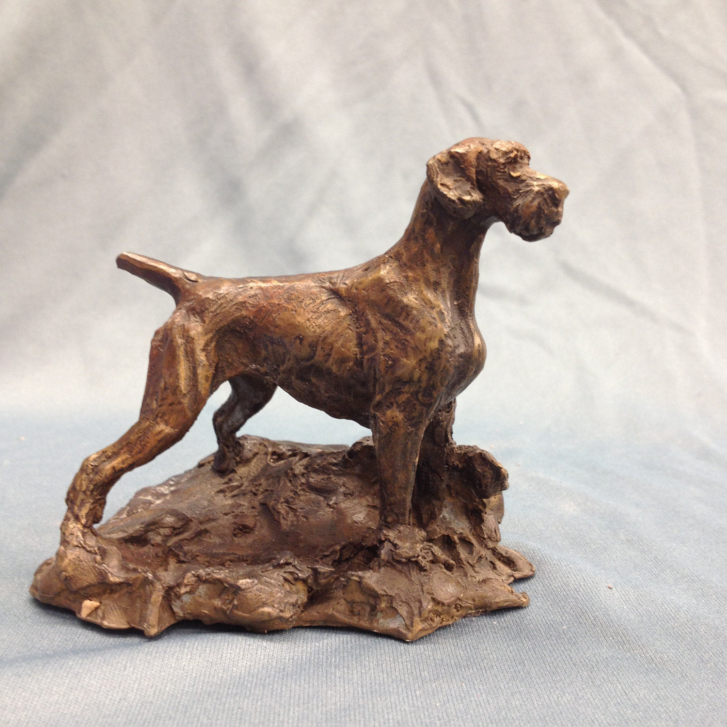 German Wirehaired Pointer Bronze figurine by Leslie Hutto