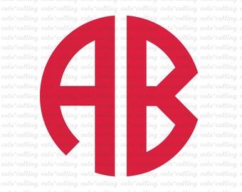 Two Letters Circle Monogram svg Font svg, Initials svg, Alphabet svg dxf jpeg cutting files for Silhouette Cameo, Portrait, Curio, Cricut
