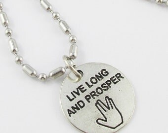 Star Trek Inspired Live Long and Prosper Charm Necklace 50cm Stainless Steel (C2675/FC039)