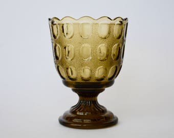 Vintage E O Brody Vase M4200 in Smoke, E O Brody Planter, Pedestal Planter, E O Brody Glass, Thumbprint Pattern, Compote, Smoke Glass