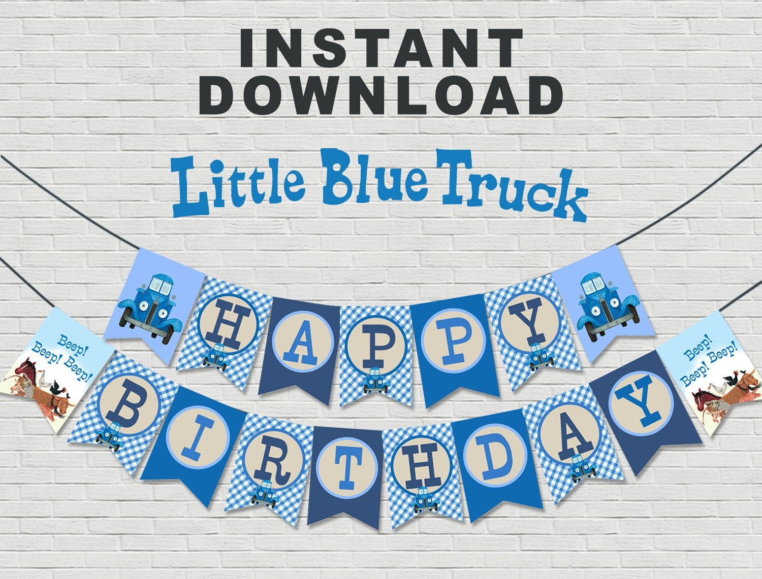 Little Blue Truck Birthday Banner // Instant Download